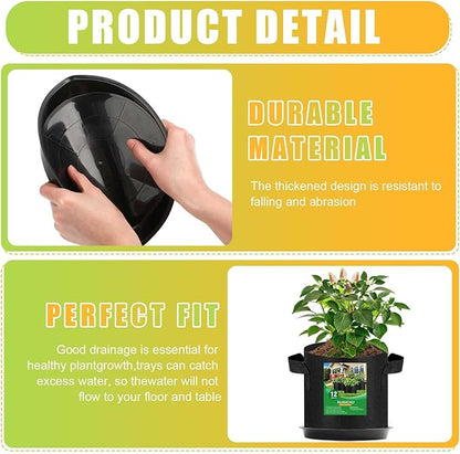 12 Sets 1 Gallon Grow Bags with Plant Saucers, Durable Fabric Plant Pots with Handles, Aeration Drainage Planter Bags for Planter, Reusable Garden Bags Drip Trays Set for Indoor Outdoor