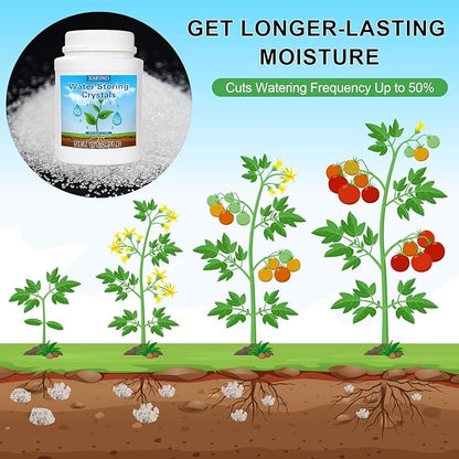 XSEINO 2.5LB Soil Moisture Crystals Water-Absorbing Hydrogel for Plants Solves Over and Under-Watering, Long-Lasting Water Retention to Keep Soil Moist Polymer Water Storage Crystals