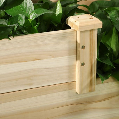 Outsunny 3 Tier Raised Garden Bed, Outdoor Planter Box, Wooden Garden Box with Open Bottom for Growing Vegetables, Herbs, Flowers, 42.5" x 34.75" x 14.25", Natural