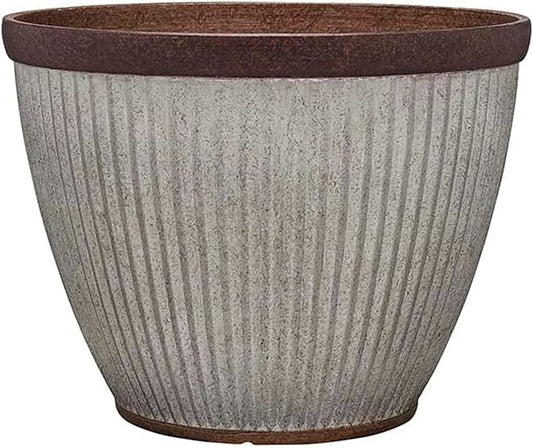 Southern Patio 15" Westlake Indoor/Outdoor Pleated Planter with Drainage Hole, Plug & Galvanized Finish, 19.56 qt. Capacity