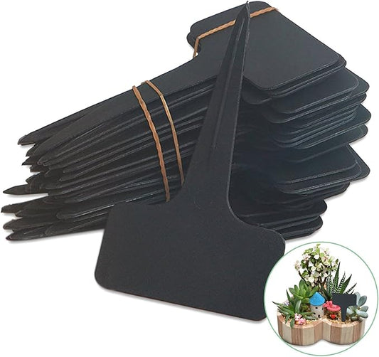 Prudance® 50pcs Reusable Waterproof Plant Markers for Garden T-Type Plant Labels for Seedlings Potted Plants Vegetables Succulents Durable Weatherproof Garden Tags （Black）