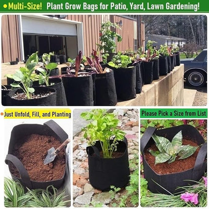 5-Pack 2 Gallon Thickened Plant Grow Bags (8x8 inch) Nursery Bags Fabric Plant Pots Garden Bag for Flower Pots,Herbs Veggies Planter Bag,Garden Pot,Barrel Planter,Plant Container with Gardening Gloves
