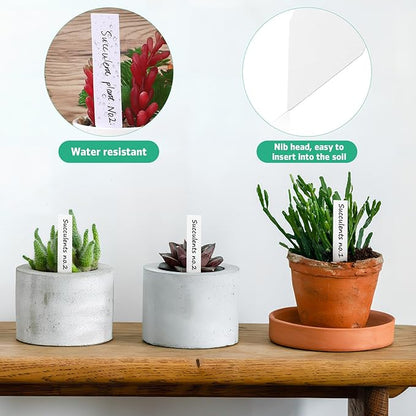 120PCS Waterproof Plant Labels - 4 Inch Blank Garden Markers for Indoor & Outdoor Use with Marker Pen - White PVC Type Stakes for Herbs, Flowers, and Plants