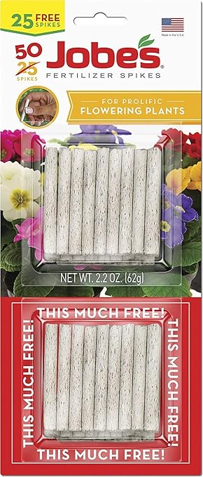 Jobe's 05231T Flowering Plant Fertilizer Spikes 10-10-4, 1 Pack, Multicolor, 4 Pack