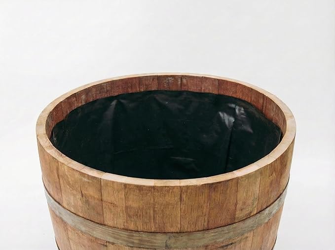 Barrel Liner Kit – Heavy-Duty 100 Micron Plastic Liner with Drain Tubes & Mesh – Prevents Rot, Conserves Water, Fits Wine, Whiskey, Acacia & Cedar Planters – Made in New Zealand
