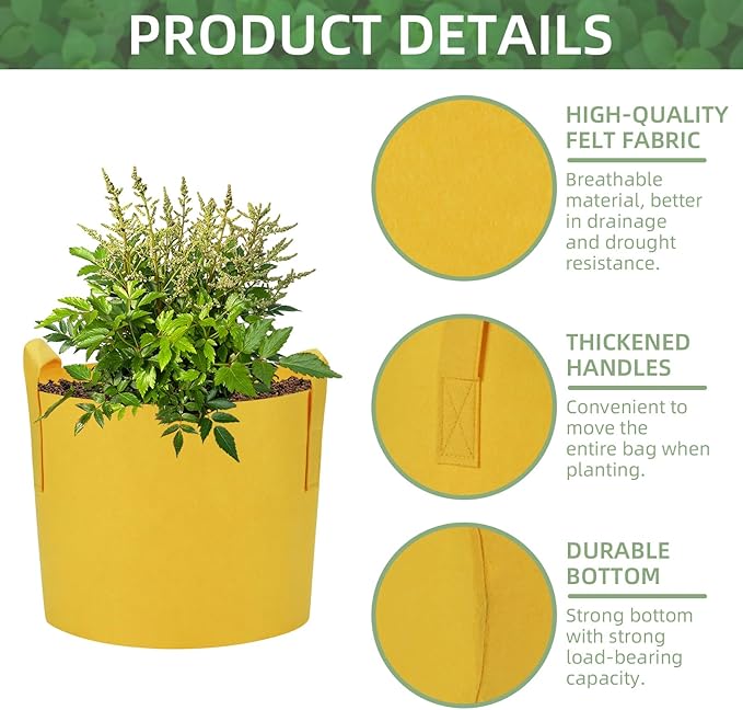 20 Pack 7 Gallon Grow Bags, Colorful Potato Plant Grow Bags with Handles, Nonwoven Fabric Garden Pots for Vegetable Fruit Flowers Herbs Tomato Potato Growing (7 Gal)
