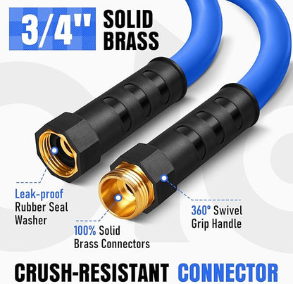 Heavy Duty Garden Hose 50 ft, Non-Expanding Flexible Water Hose, Kink Resistant Lightweight Hybrid Hose, Leakproof Hose Male to Female Fittings