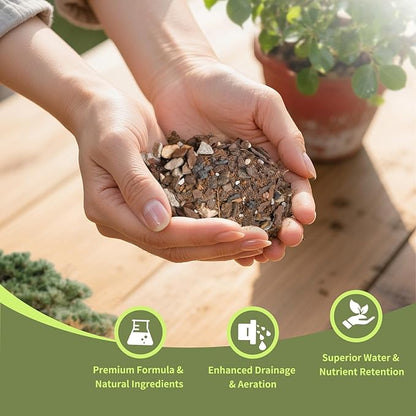 Premium Bonsai Soil 1qt- Aerated & Fast-Draining for Bonsai Pots, Promotes Healthy Growth