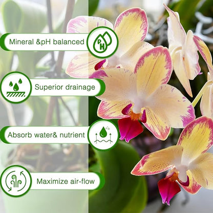 Orchid Bark Potting Mix,Premium Orchid Potting Mixture of Pine Bark and Perlite,Good Ventilation and Water Retention for Repotting Orchids and Growing Indoor Plants,1QT