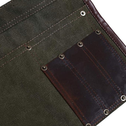 Luchuan Heavy Duty Canvas Tool Apron With the Adjustable Genuine Leather Belt (Army Green)