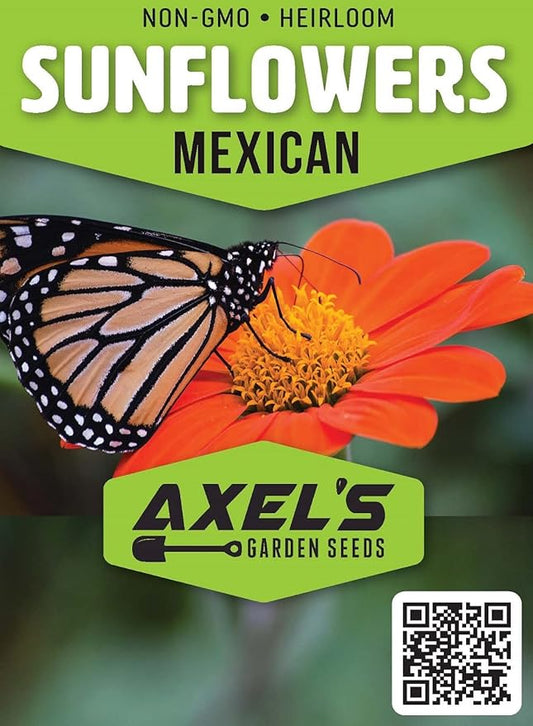 Mexican Sunflower Seeds for Planting – Plant & Grow Heirloom Mexican Sunflowers in Home Outdoor Garden – Planting Instructions for Vibrant Blooms – Great Gardening Gift, 5 Packets