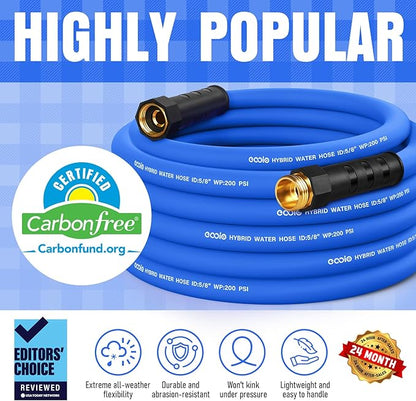 Heavy Duty Garden Hose 35 ft, Non-Expanding Flexible Water Hose, Kink Resistant Lightweight Hybrid Hose, Leakproof Hose Male to Female Fittings