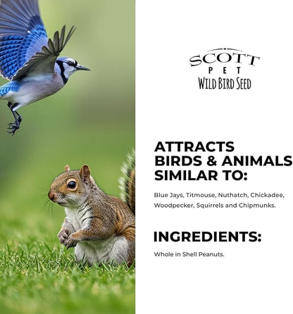 Scott Pet Wild Bird Seed, Whole Peanuts, 4 lbs Bag, Feed, Great Source of Protein and Fiber, Peanuts for Outside Wild Birds