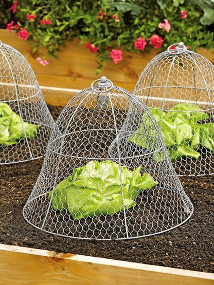 Gardener's Supply Company Sturdy Chicken Wire Cloche Plant Protector & Cover | Sturdy Metal Garden Protection for Your Crops and Seedlings | No Assembly Required - 16" in Diameter x 12.5" H