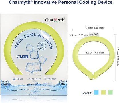 Neck Cooling Tube Reusable Ice Cooler Ring Instant Cooling Below 15°C (59°F) Portable Neck Wrap for Summer Outdoor & Indoor Use Heat Relief & Comfort