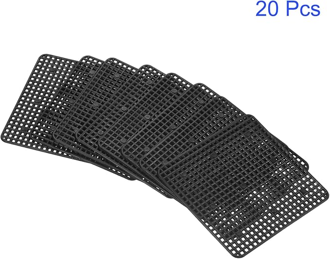 20 Pack Plant Pot Hole Mesh Pads - Square Rigid Bonsai Flowerpot Drainage Grid Screen Apply to Outdoor/Garden (10cm/4 Inch, Black)