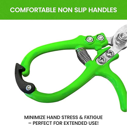 Garden Guru Ergonomic Garden Snips Clippers - Professional Hand Pruner Pruning Shear Scissors with Comfort Grip Handles for Gardening Trimming and Yard Work – High Carbon Steel (2 Pack)