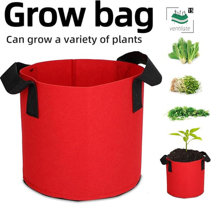 Grow Bags,Growing Pot Bags Garden Grow Bag Indoor Outdoor Fabric Aeration Plant Pot Container Flower Vegetable Pouch (Red,15Gallon)