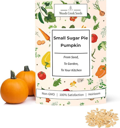 Small Sugar Pie Pumpkin Seeds for Planting – Heirloom, Non-GMO Sugar Pumpkin Seeds for Garden Growing, Sweet Pie Pumpkins for Baking & Cooking | Woods Creek Seeds