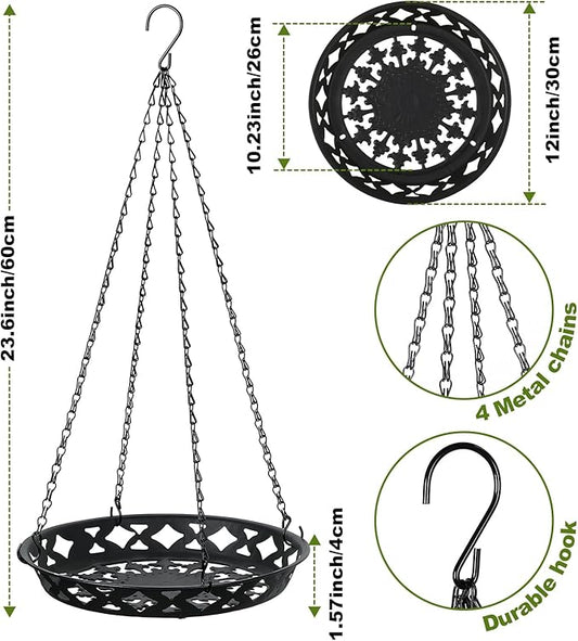 Enhon 4 Pack Plant Hanger, 12 Inch Metal Hanging Planter for Indoor Outdoor Plants, Classy Glossy Black Decorative Hanging Plant Shelf for Window Wall Ceiling Home Decor