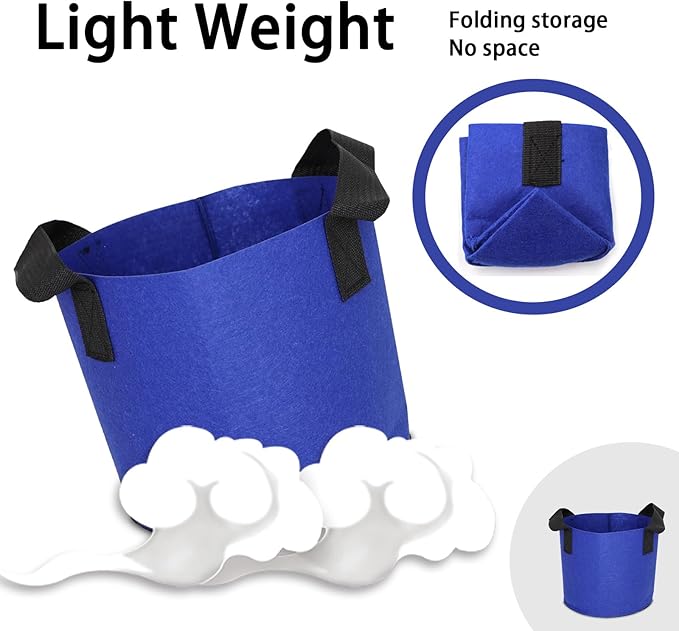 Grow Bags,Growing Pot Bags Garden Grow Bag Indoor Outdoor Fabric Aeration Plant Pot Container Flower Vegetable Pouch (Dark Blue,17Gallon)