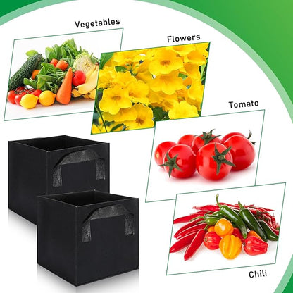 Nuogo 15 Pack 3 Gallon Square Grow Bags Thick Fabric Pots with Handles Black Plant Grow Bags for Indoor and Outdoor Garden