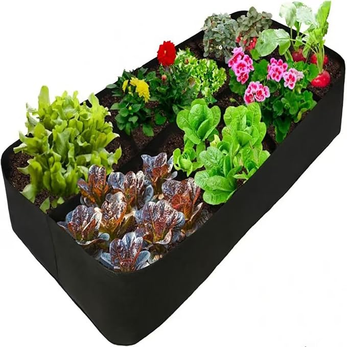4x2 Ft Fabric Raised Garden Bed with 6 Grids - Perfect for Tomato and Potato Grow Bags, Outdoor Indoor Vegetable Garden Clearance Grow A Garden Solution