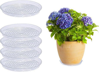 Curtis Wagner Plastics Drip Pan Plant Saucers (5-Pack) - Clear, Round (Diameter: 13" Base, 14" Top, 1.25" Depth) Thin Plastic Planter to be Used as Indoor Pot & for Outdoor Plant Pots