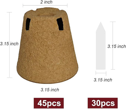 Napia Peat Pots Seed Starter - 45 Pack 3.15 inch Biodegradable Seed Starter Pots Peat Pots for Seedlings with 30pcs Plant Labels, Seedling Pots Starter Pots for Planting Seeds with Drainage Holes