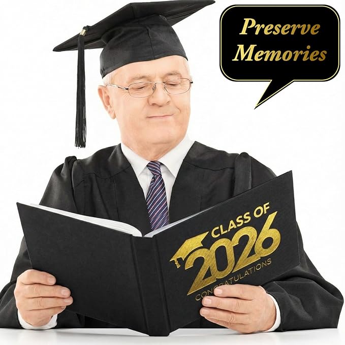 Spiareal Class of 2026 Card Organizer Set Greeting Card Holder 6 x 8 Inches 100 Pages Stamping Binder Album Display Organization Storage for Memory Greetings Photo Gift