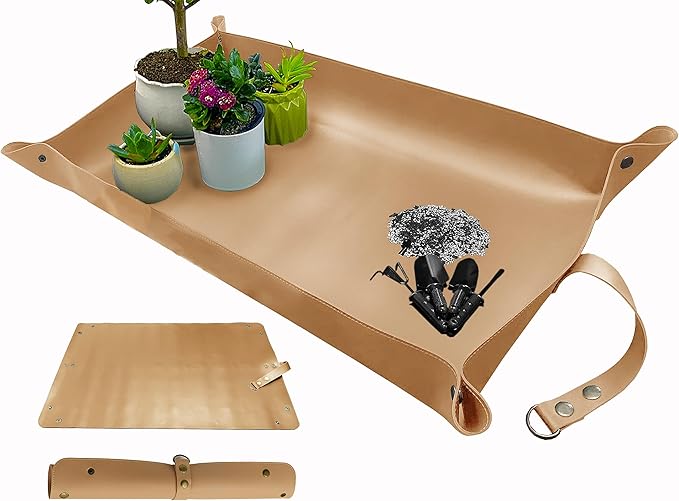 BIUWING Plant Repotting Mat,Thickened Leather Waterproof Transplanting Mat,Indoor Succulent Potting Mat for Transplant and Mess Control
