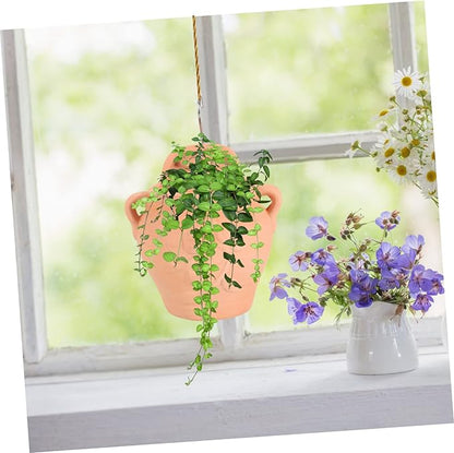 DOITOOL 1PCS Hanging Planters for Outdoor Plants Pottery, Unique Pottery Hanging Outdoor Planter Wall Mounted Planters for Indoor Plants, Flowers