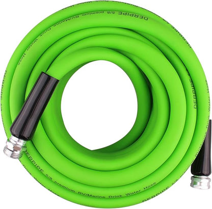 Heavy Duty Garden Hose - 5/8" x 50 ft, Flexible and Kink Resistant Safe Drinking Water Hose, with 3/4" GHT Mini Valve & Quick Connector fitting