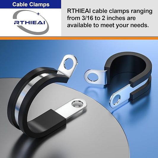 20 PCS 5/8 Inch Stainless Steel Cable Clamps - Insulated, Hose, Pipe, Wire Clamps
