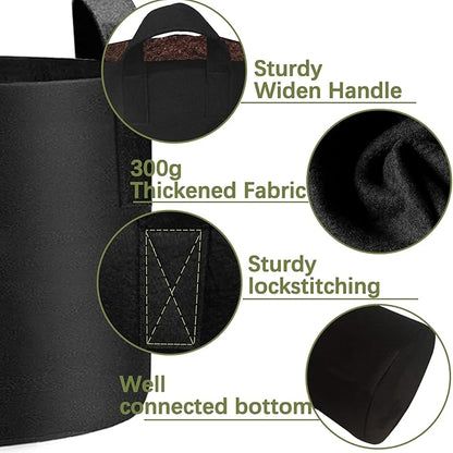 TCBWFY 5 Gallon Grow Bags,6 Pack Heavy Duty Thickened 300g Non-Woven Fabric Pots with Sturdy Handles,Garden Bags to Grow Vegetables Flowers