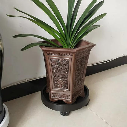12.6 Inch Wheeled Planter Saucer Tray,Potted Flower Mover Dolly with Casters Round Coaster for Indoor Outdoor, Heavy Duty Plant Caddie with Wheels,Rolling Plant Stand Pot Trolley,