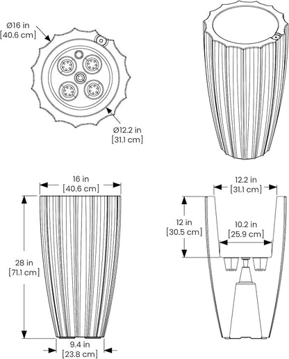 Mayne Inc. Sedona 28in Tall Planter - White - 16in Dia x 28in H - with 6.6 Gallon Built-in Water Reservoir (2832-W)