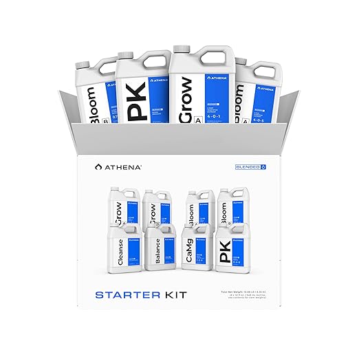 Athena Blended Line Nutrients Starter Kit | Complete 8-Part Nutrient and Fertilizer Solution (Grow A&B, Bloom A&B, PK, Cleanse, Balance, CaMg) for Home Growers – 32oz Bottles