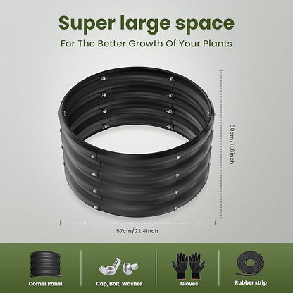 ZXZYHFTY Round Galvanized Raised Garden Bed kit,Black Outdoor Garden Raised Planter Box, Round Large Metal Raised Garden Beds for Vegetable 2 * 2 * 1ft 3 Pcs