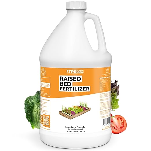 Raised Bed Fertilizer for Vegetables, Herbs, and Flowers, Balanced Nutrients for Container and Box Gardens, Liquid Fertilizer by TPS Plant Foods, 1 Gallon(128oz)