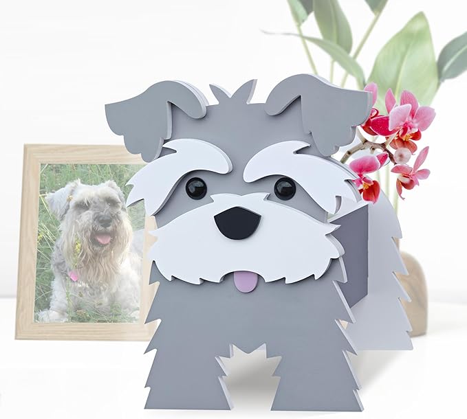 Schnauzer Gray Dog Planter, Cute Animal Shape Flower Planters, Plant Pots for Indoor/Outdoor Garden Decor, Unique Gifts/Souvenirs for Pet Lovers