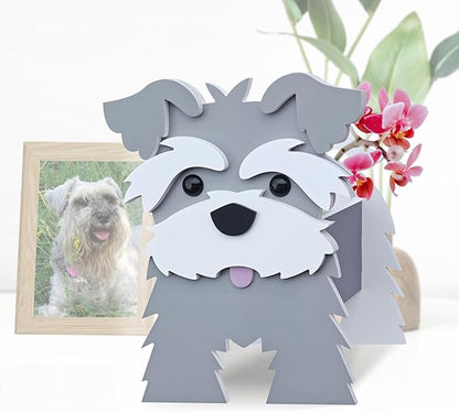 Schnauzer Gray Dog Planter, Cute Animal Shape Flower Planters, Plant Pots for Indoor/Outdoor Garden Decor, Unique Gifts/Souvenirs for Pet Lovers