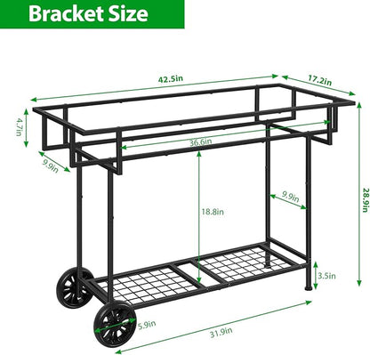 YBING Elevated Raised Garden Bed with Legs Outdoor Mobile Herb Garden Planter with Storage Shelf 6 Pocket Patio Raised Planter Boxes on Wheels Elevated Flower Bed 42x17x30in Green