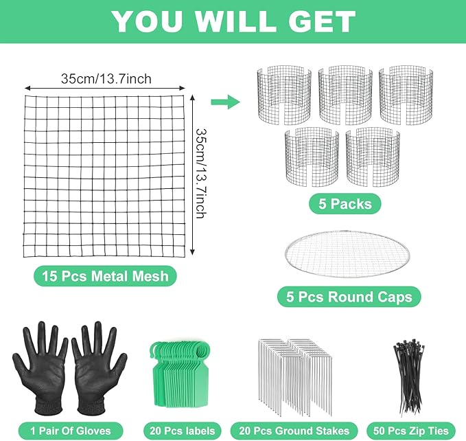 30Pcs Plant Protector from Animals: 10 Pack Metal Mesh Plant Cages to Keep Animals Out - Garden Protection Bunny Barricades from Chicken Squirrels Rabbits for Flowers Vegetables