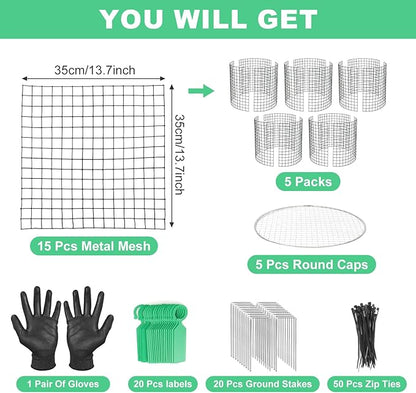 30Pcs Plant Protector from Animals: 10 Pack Metal Mesh Plant Cages to Keep Animals Out - Garden Protection Bunny Barricades from Chicken Squirrels Rabbits for Flowers Vegetables