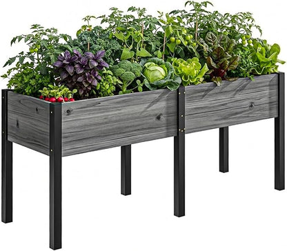 DoCred Raised Garden Bed, 70.9" x 22.8" x 31.5" Large Elevated Wooden Horticulture Planter Box with Metal Legs Standing Growing Bed Planter for Gardening, Balcony, Backyard, Patio