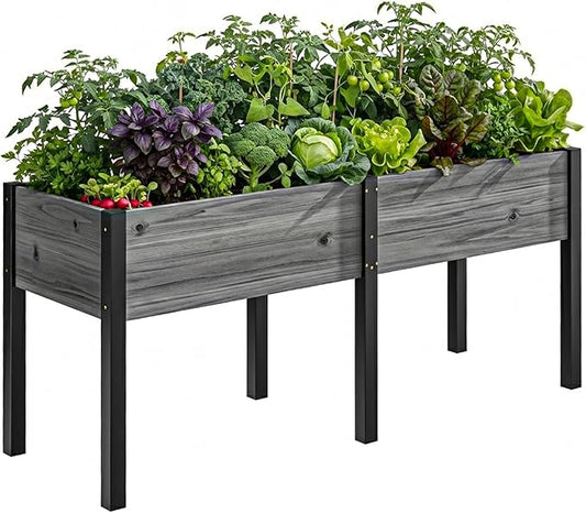 DoCred Raised Garden Bed, 70.9" x 22.8" x 31.5" Large Elevated Wooden Horticulture Planter Box with Metal Legs Standing Growing Bed Planter for Gardening, Balcony, Backyard, Patio
