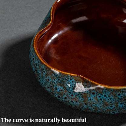 Lotus Bowl Planter,Round Lotus Bowl,Ceramic Lotus Flower Bowl,Lotus Bowls for Planting in Water Indoors,Applicable to Bonsai Bowl Lotus Flower,Succulent Plants Hydroponic Plant Home Decor (Blue+M)