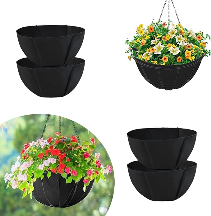 hehimhis 4Pcs 16 Inch Round Non-Woven Planter Basket Liner, Hanging Basket Fabric Liners Coco Fiber Liner Replacement for Hanging Flower Pot (4, 16inch)