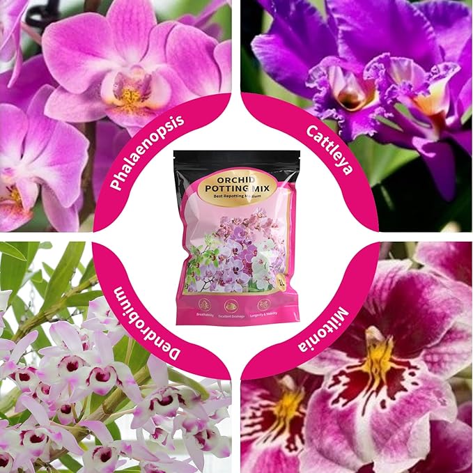 Orchid Potting Mix with Orchid Bark 4QT - New Upgraded Formula for Superior Drainage & Breathability | Premium Soil for Healthy Roots